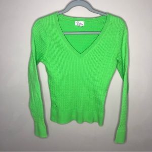 Vintage Lilly Pulitzer Lime Green Cable Knit Sweater
